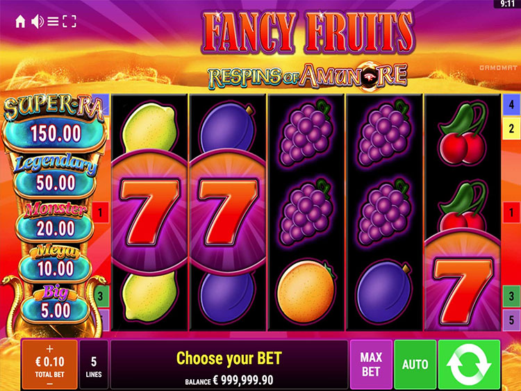 Fancy Fruits Respins of Amun Re Slots Lord Ping