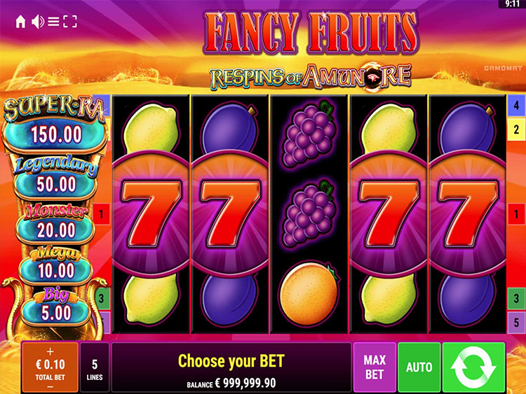 Fancy Fruits Respins of Amun Re Slots Lord Ping